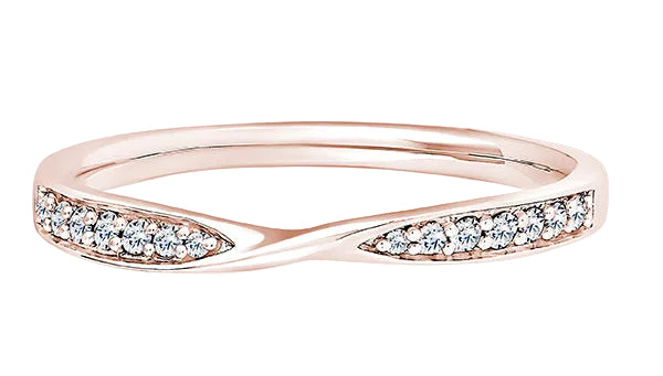 Round Diamond Rose Gold Ring, Pinched Twisted Half Eternity | ET1243
