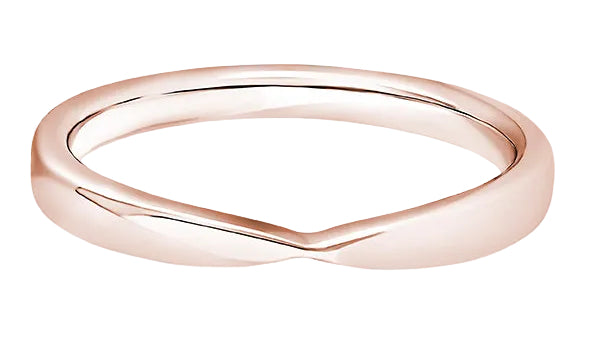 Shaped Rose Gold Ring, Pinched Plain Band | SB1002