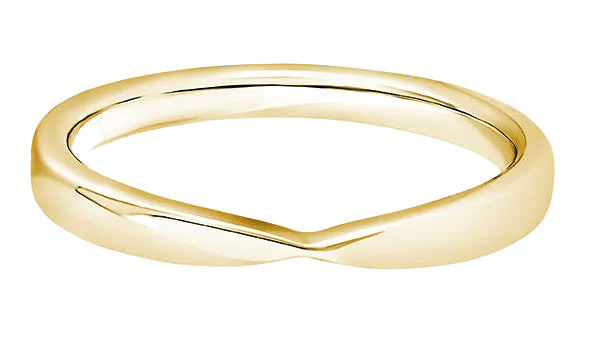 Shaped Yellow Gold Ring, Pinched Plain Band | SB1002