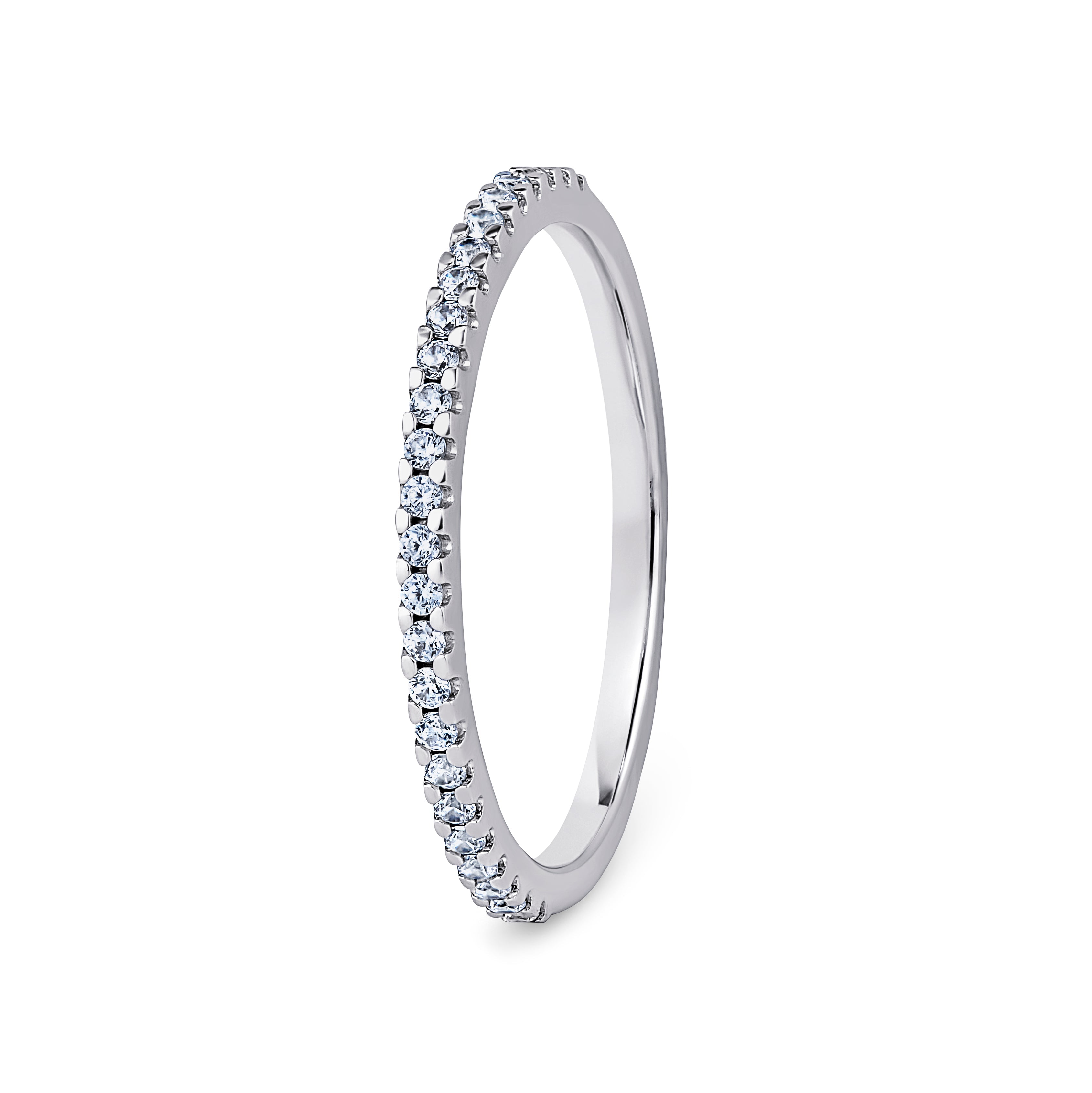 Round, Mini Claw, White Gold Half Set Eternity Ring