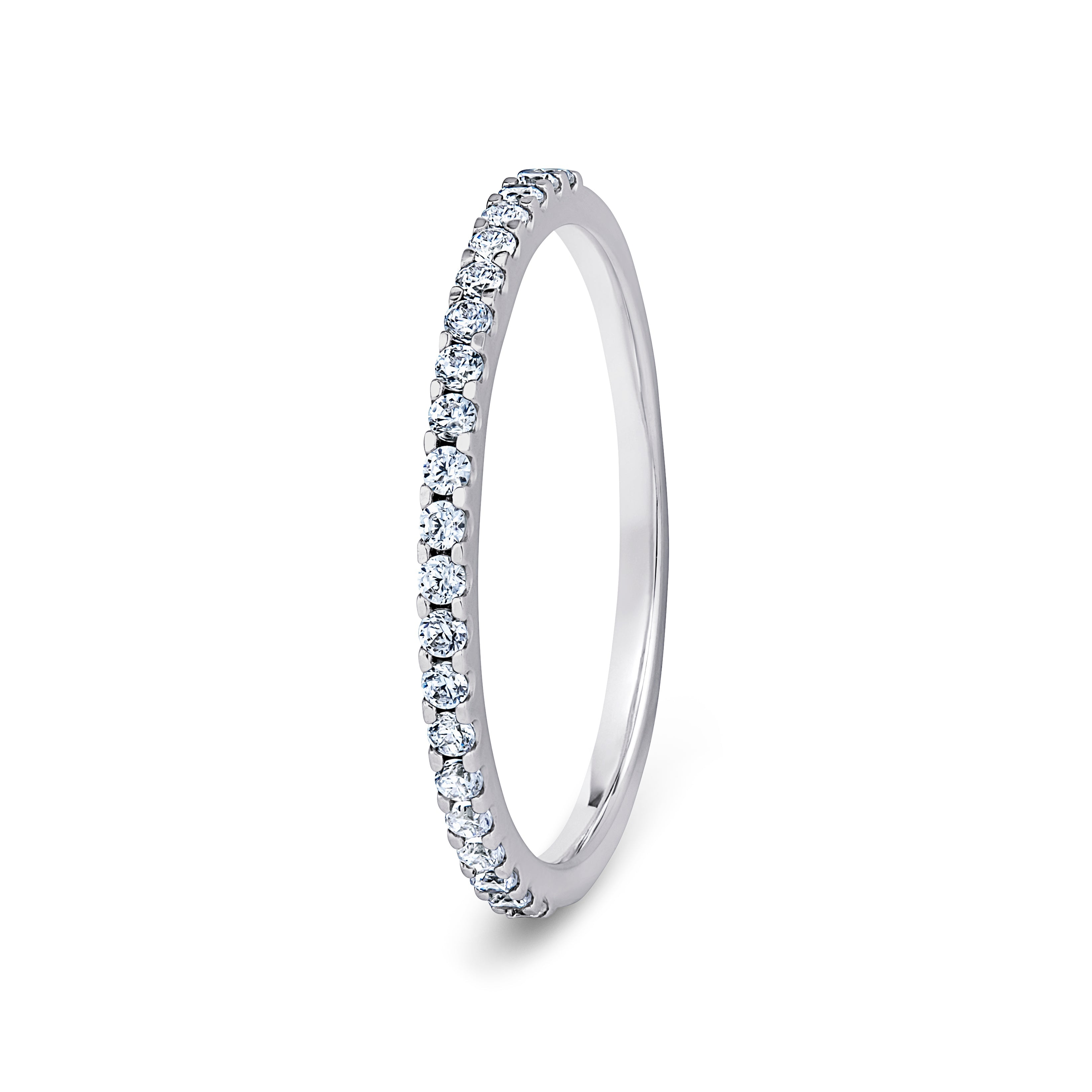 Round, Mini Claw, White Gold Half Set Eternity Ring