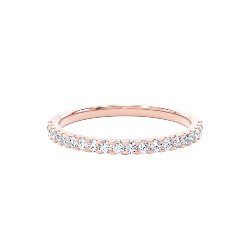 Round Diamond Rose Gold Ring, Mini Claw Half Eternity | ET1217