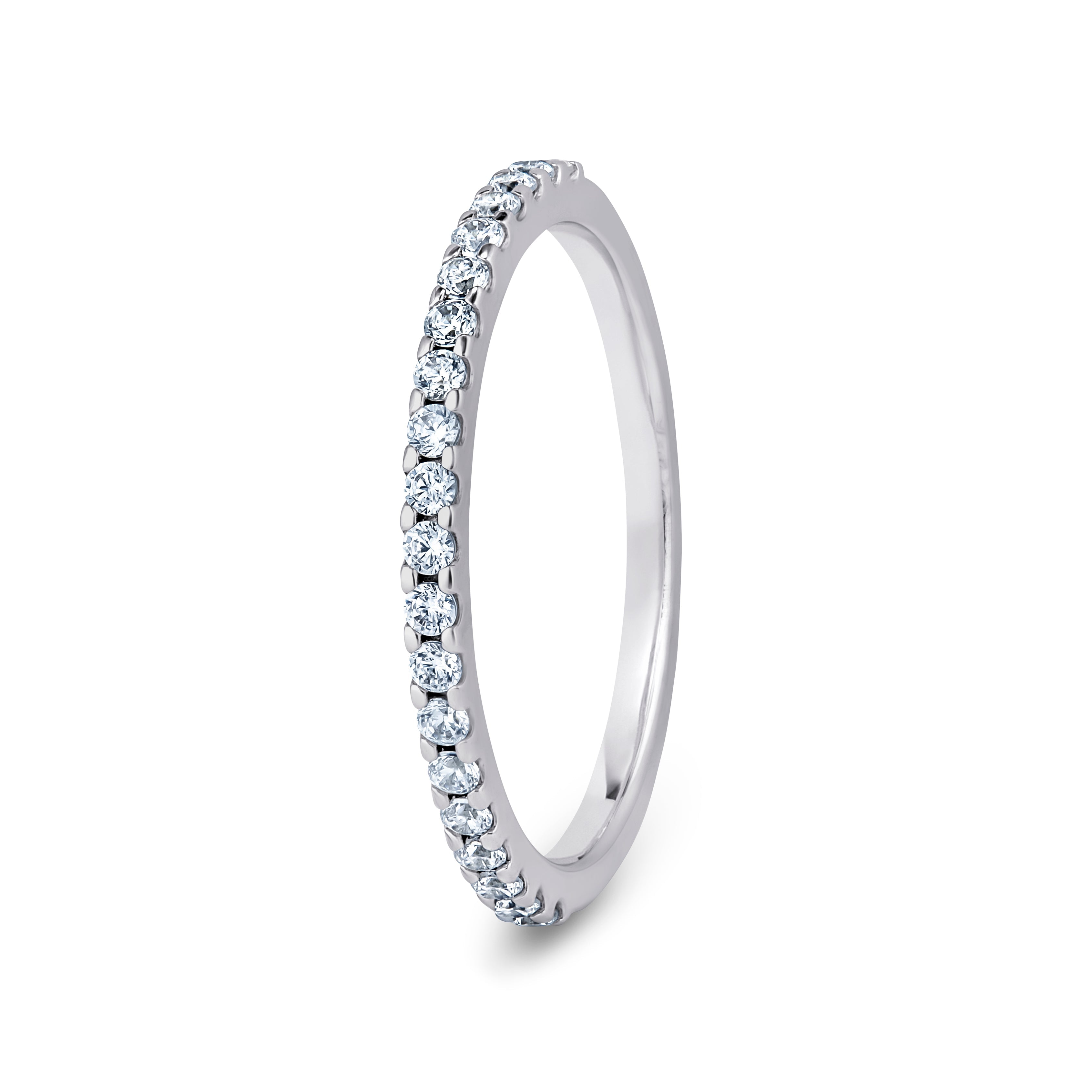 Round, Mini Claw, White Gold Half Set Eternity Ring