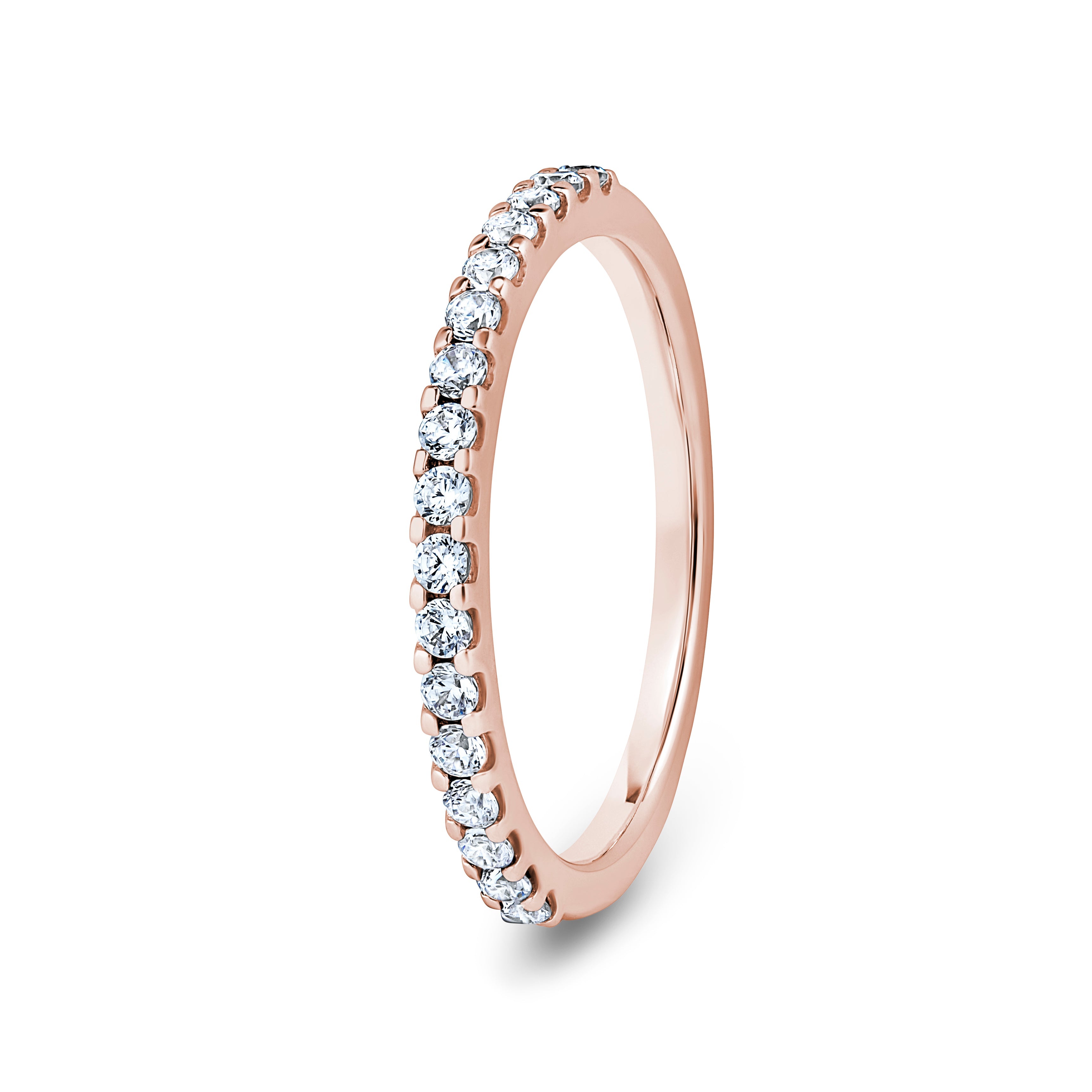 Round, Mini Claw, Rose Gold Half Set Eternity Ring