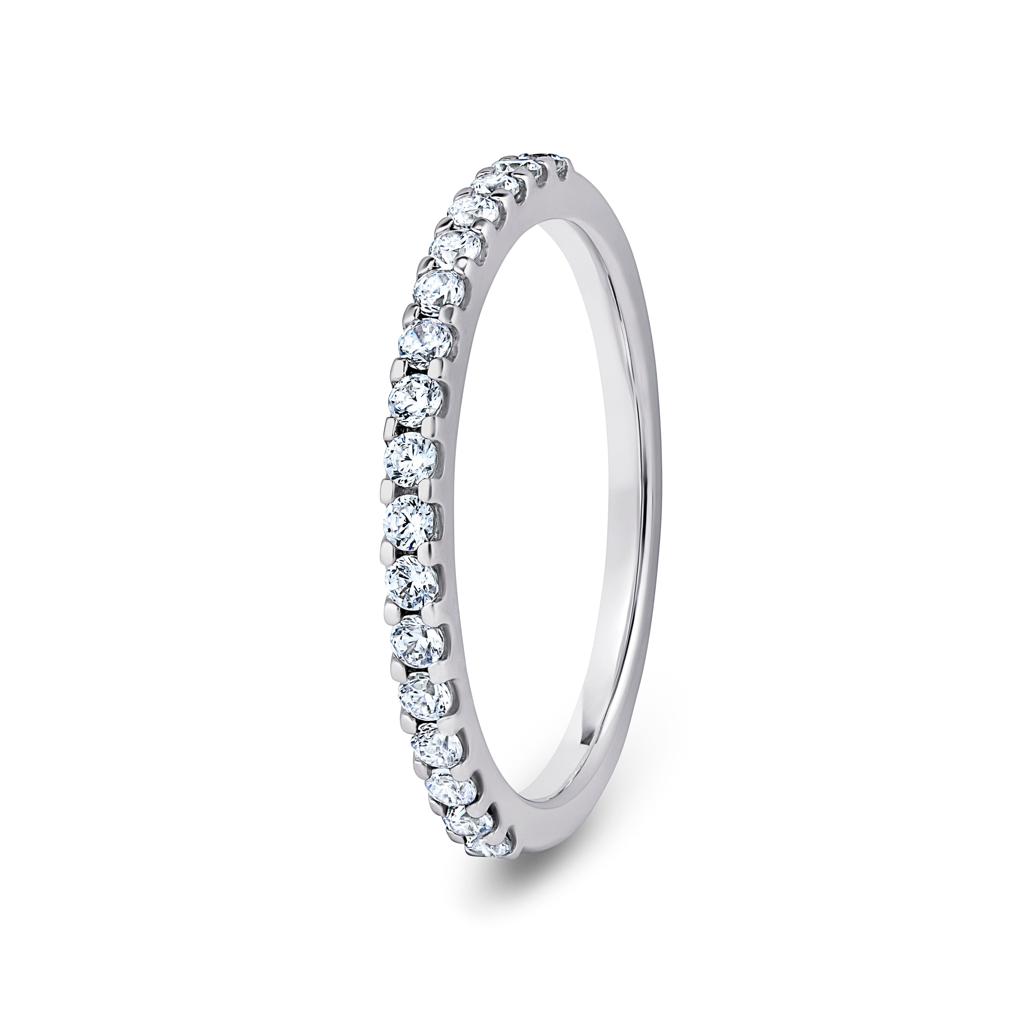 Round, Mini Claw, White Gold Half Set Eternity Ring