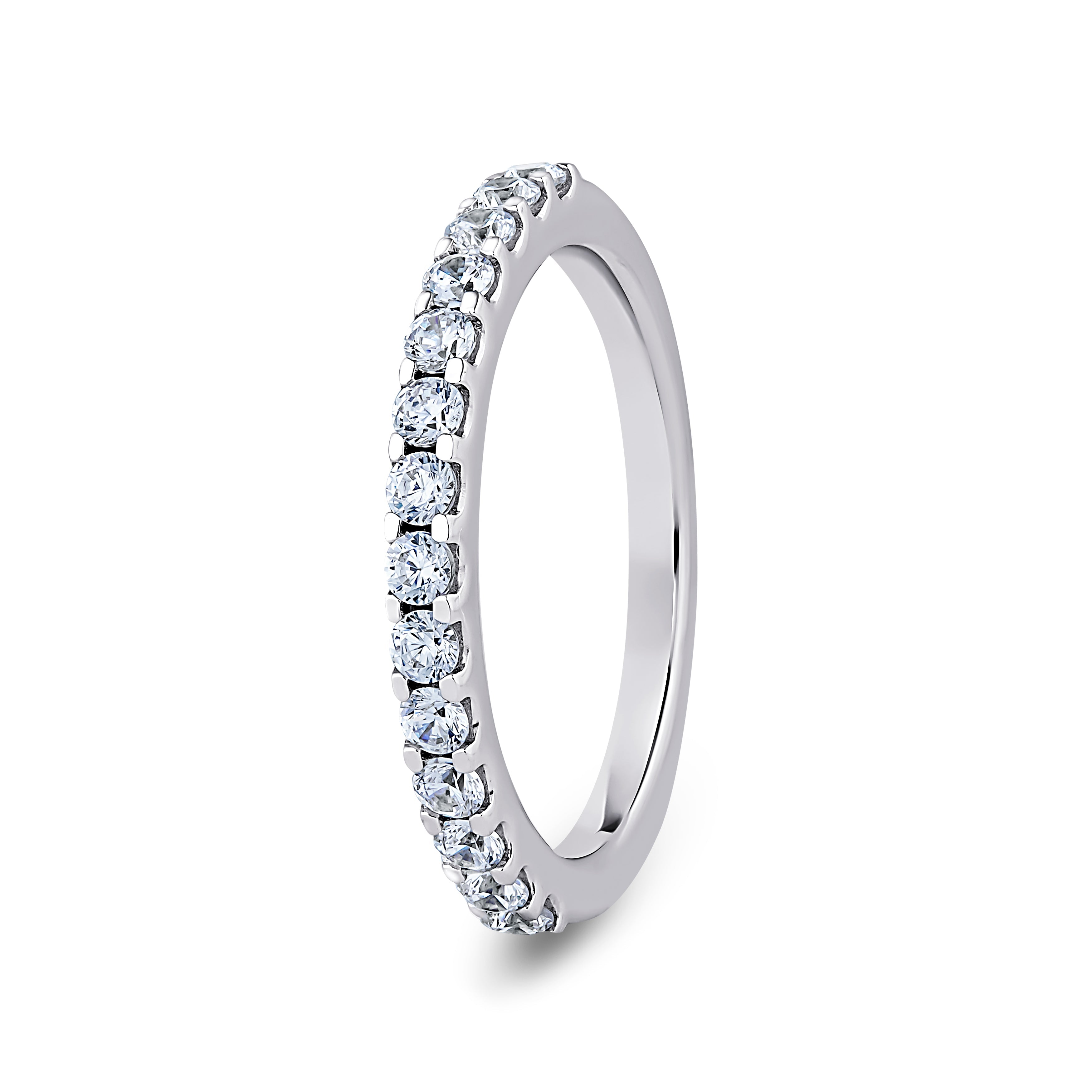 Round, Mini Claw, White Gold Half Set Eternity Ring