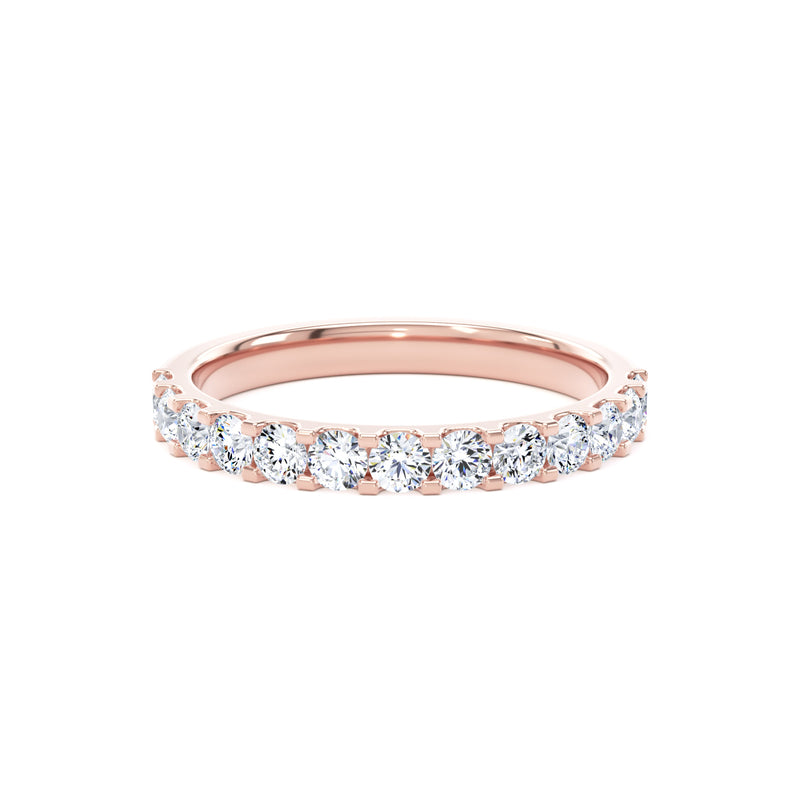 Round Diamond Rose Gold Ring, Mini Claw Half Eternity | ET1217