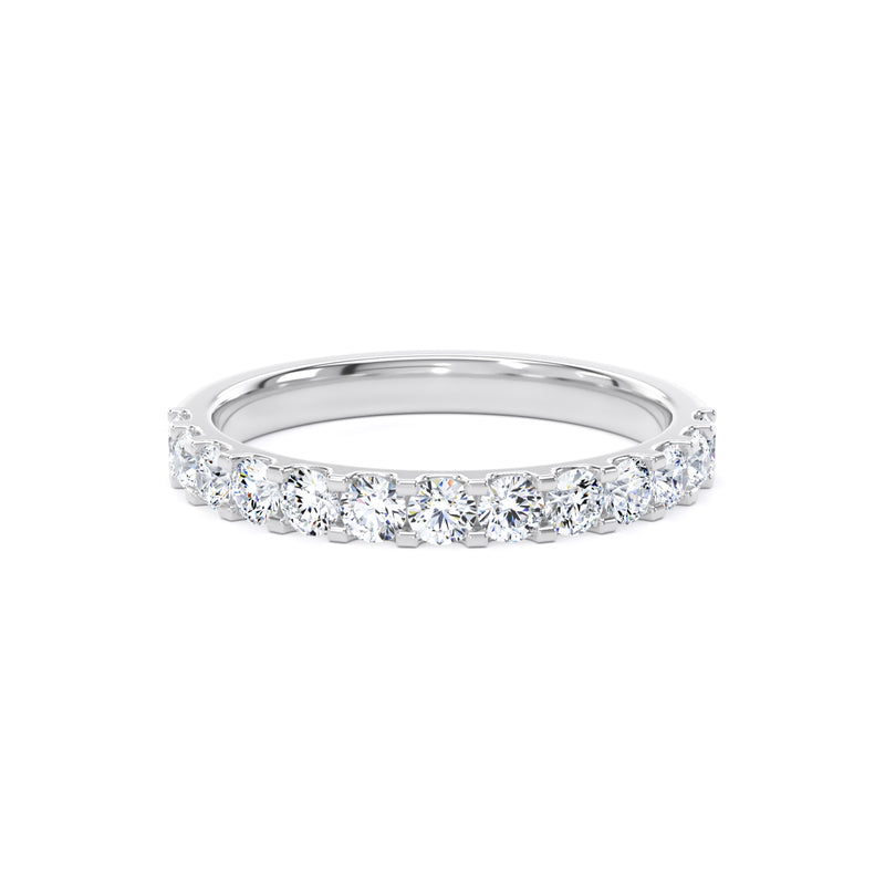 Round Diamond Platinum Ring, Mini Claw Half Eternity | ET1217