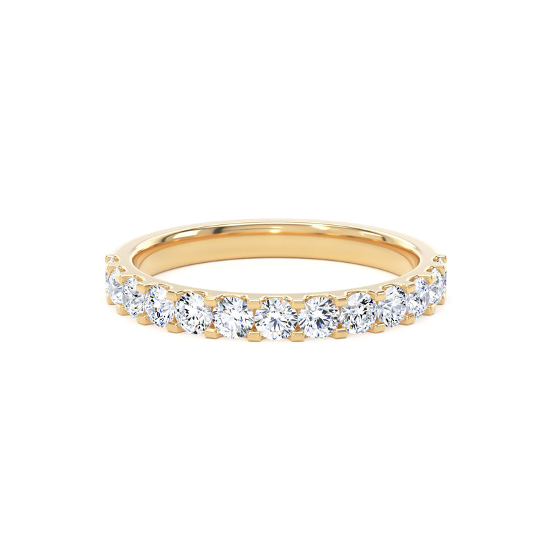 Round Diamond Yellow Gold Ring, Mini Claw Half Eternity | ET1217