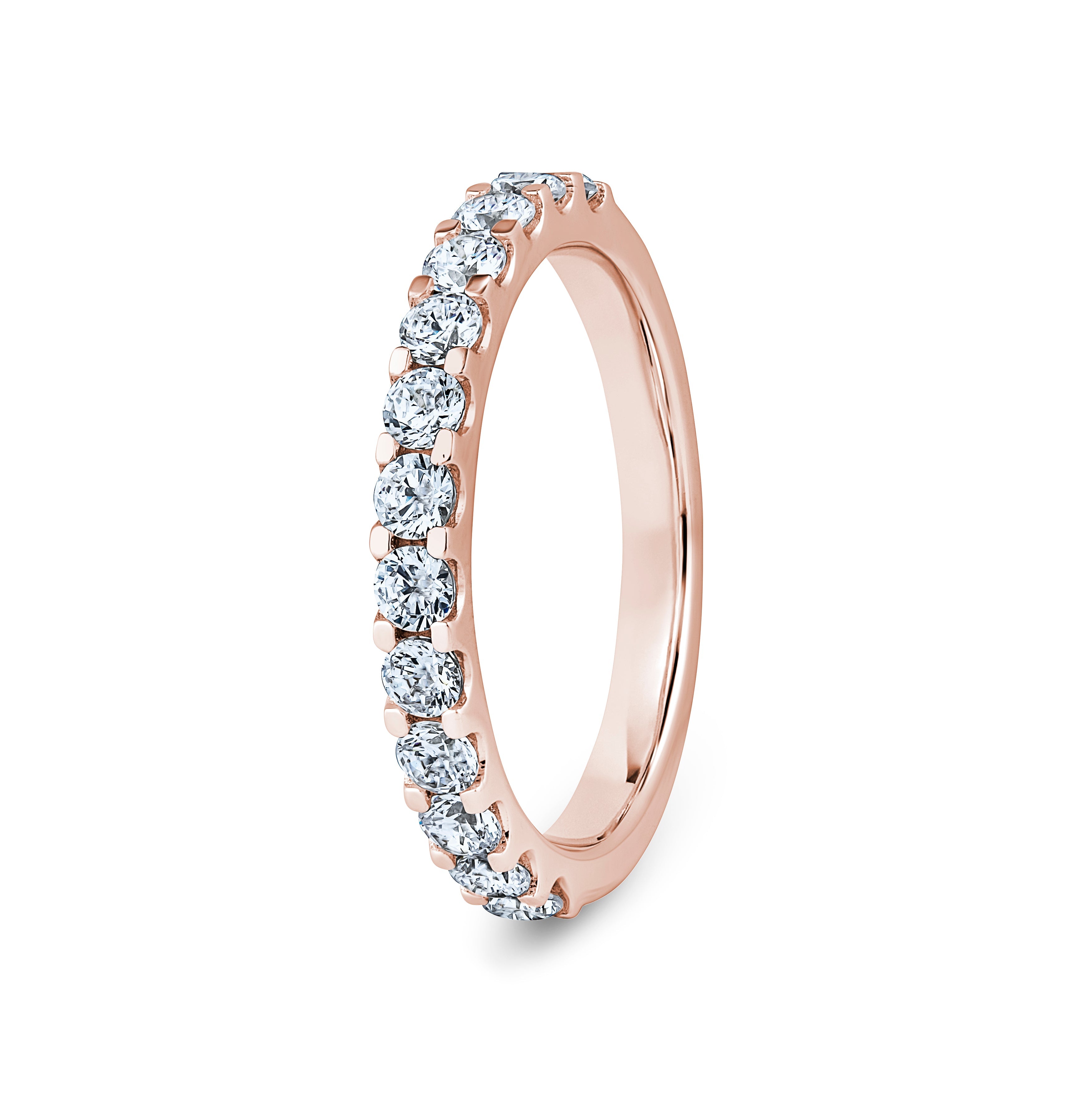 Round, Mini Claw, Rose Gold Half Set Eternity Ring
