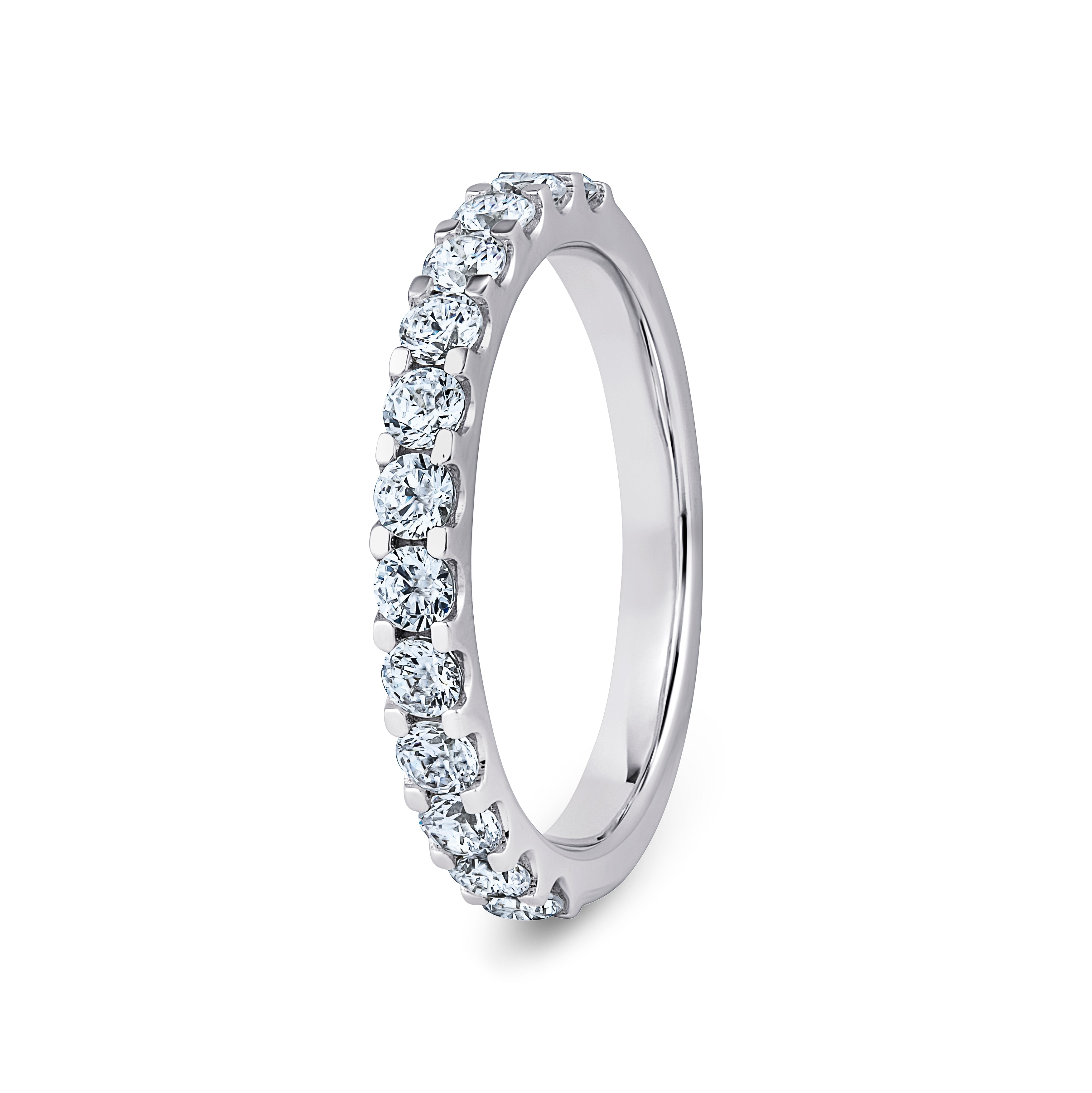 Round, Mini Claw, White Gold Half Set Eternity Ring