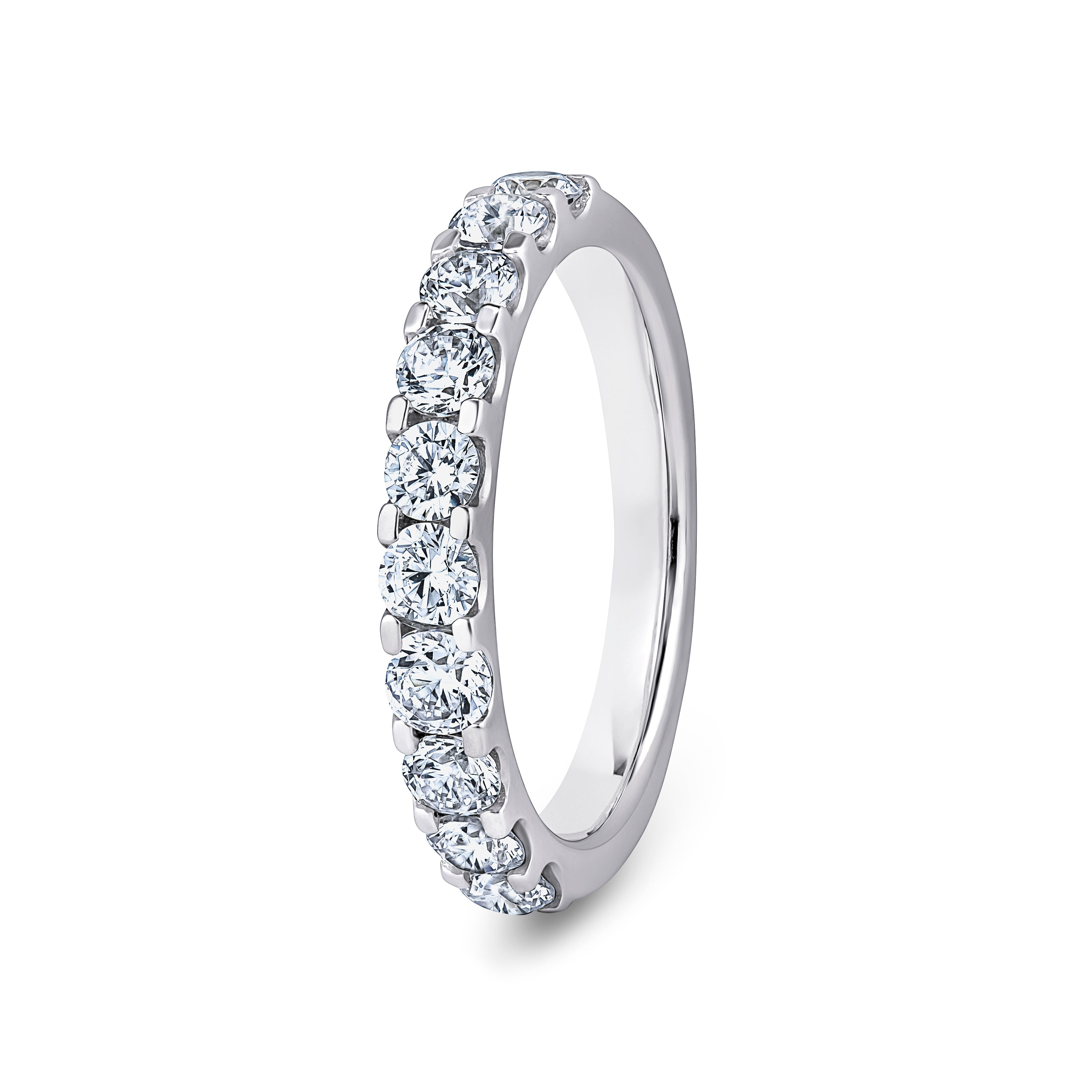 Round, Mini Claw, White Gold Half Set Eternity Ring