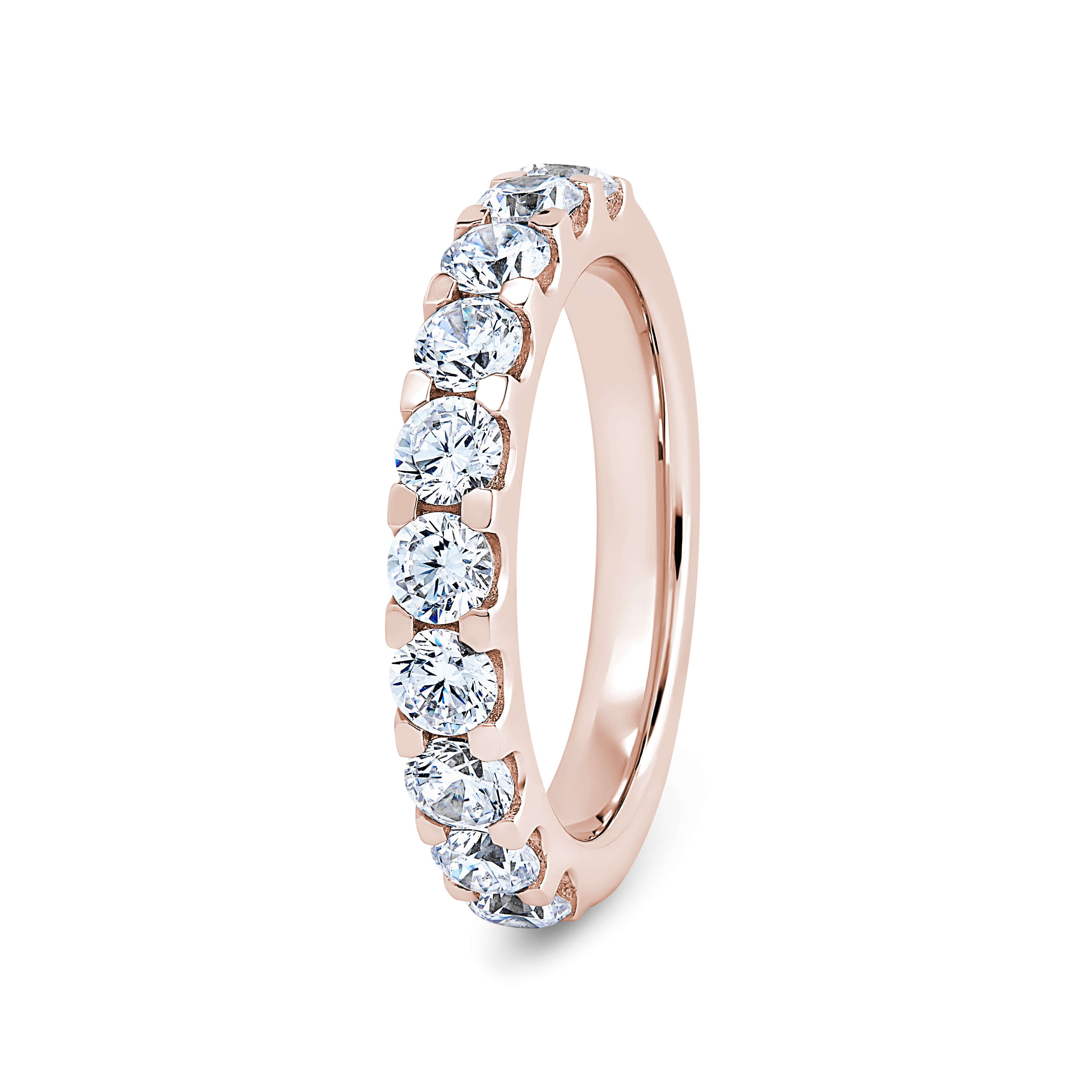 Round, Mini Claw, Rose Gold Half Set Eternity Ring