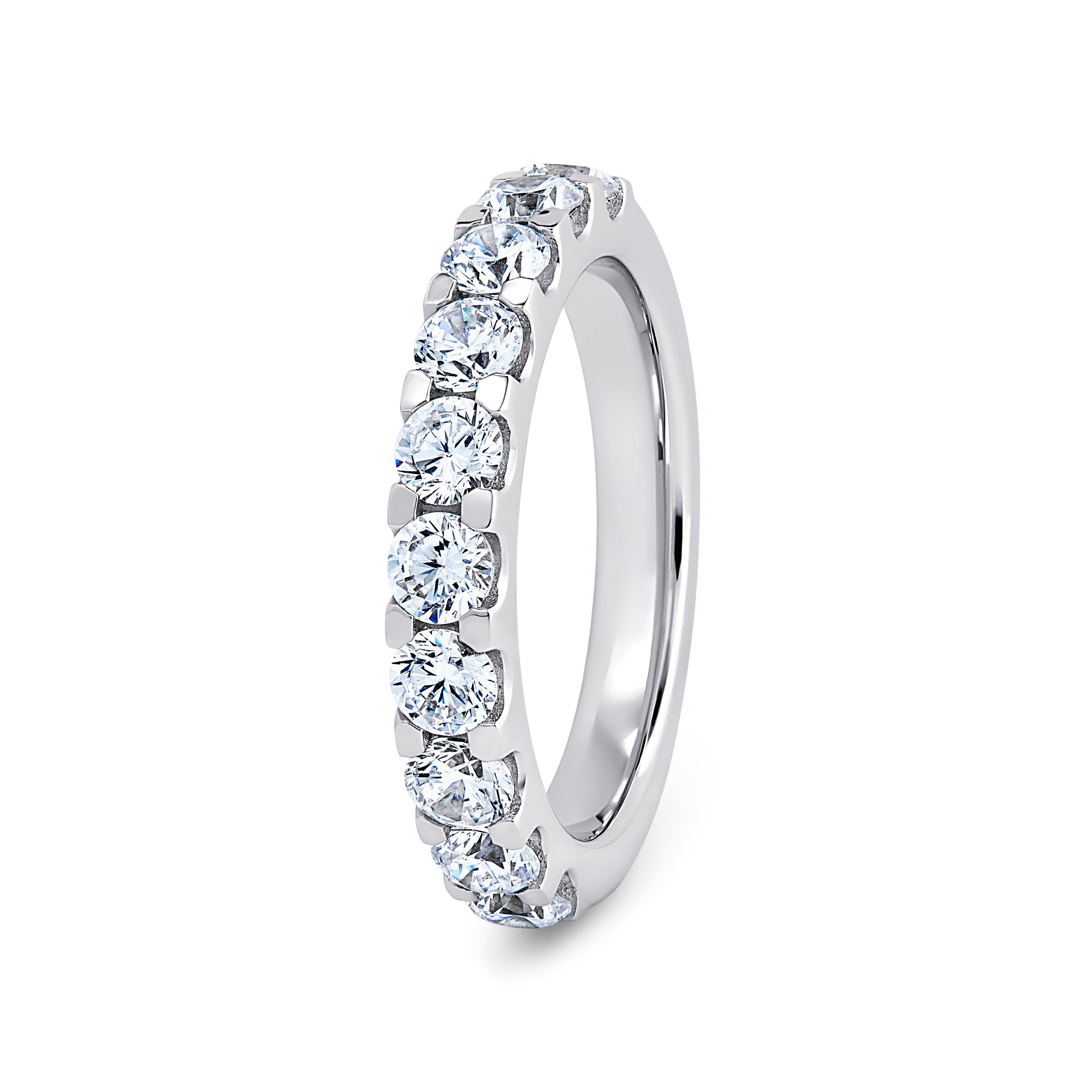 Round, Mini Claw, White Gold Half Set Eternity Ring