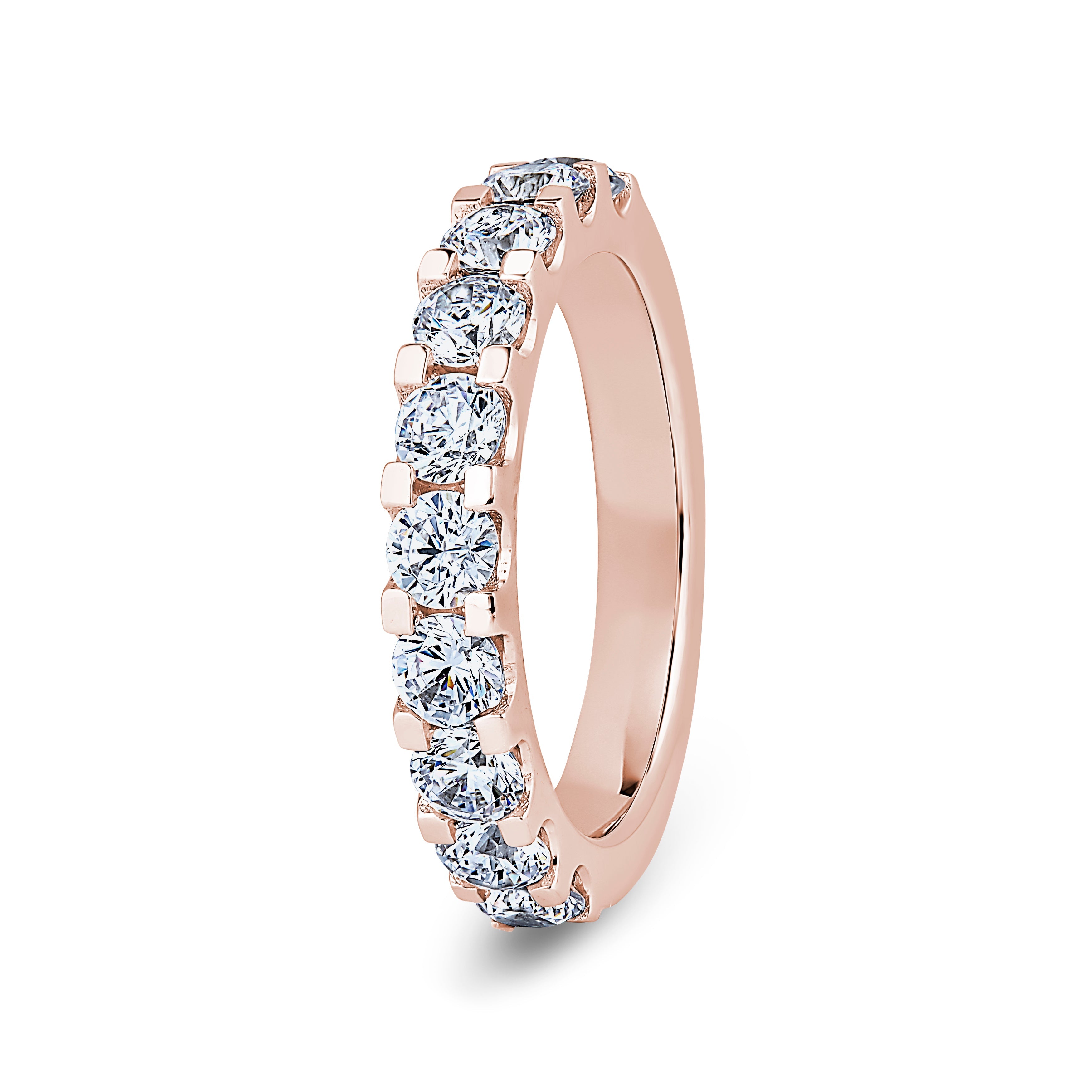 Round, Mini Claw, Rose Gold Half Set Eternity Ring
