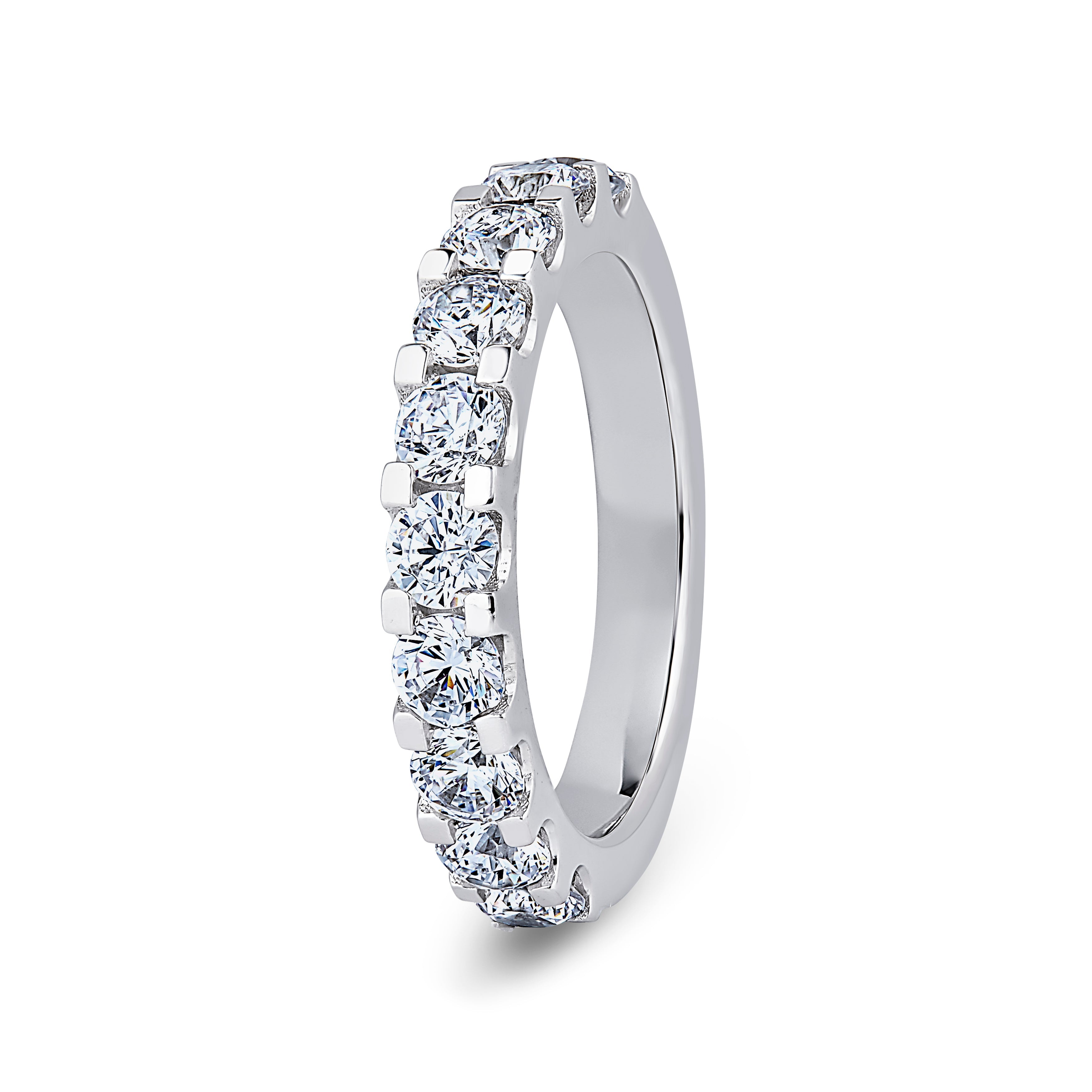 Round, Mini Claw, White Gold Half Set Eternity Ring