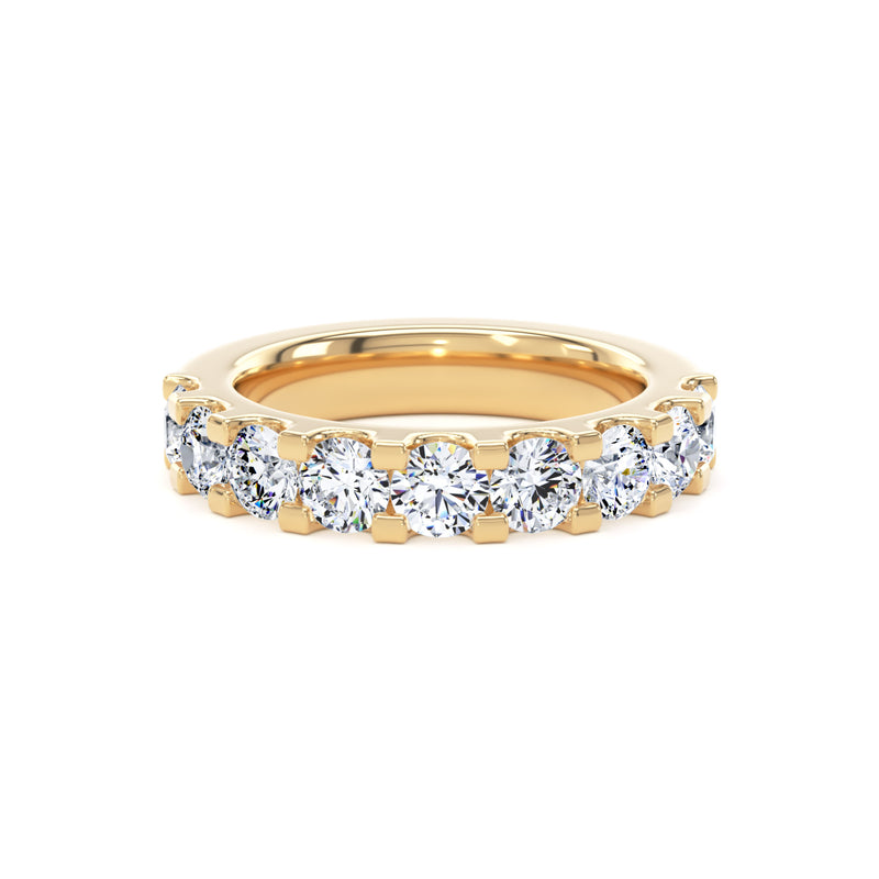Round Diamond Yellow Gold Ring, Mini Claw Half Eternity | ET1217
