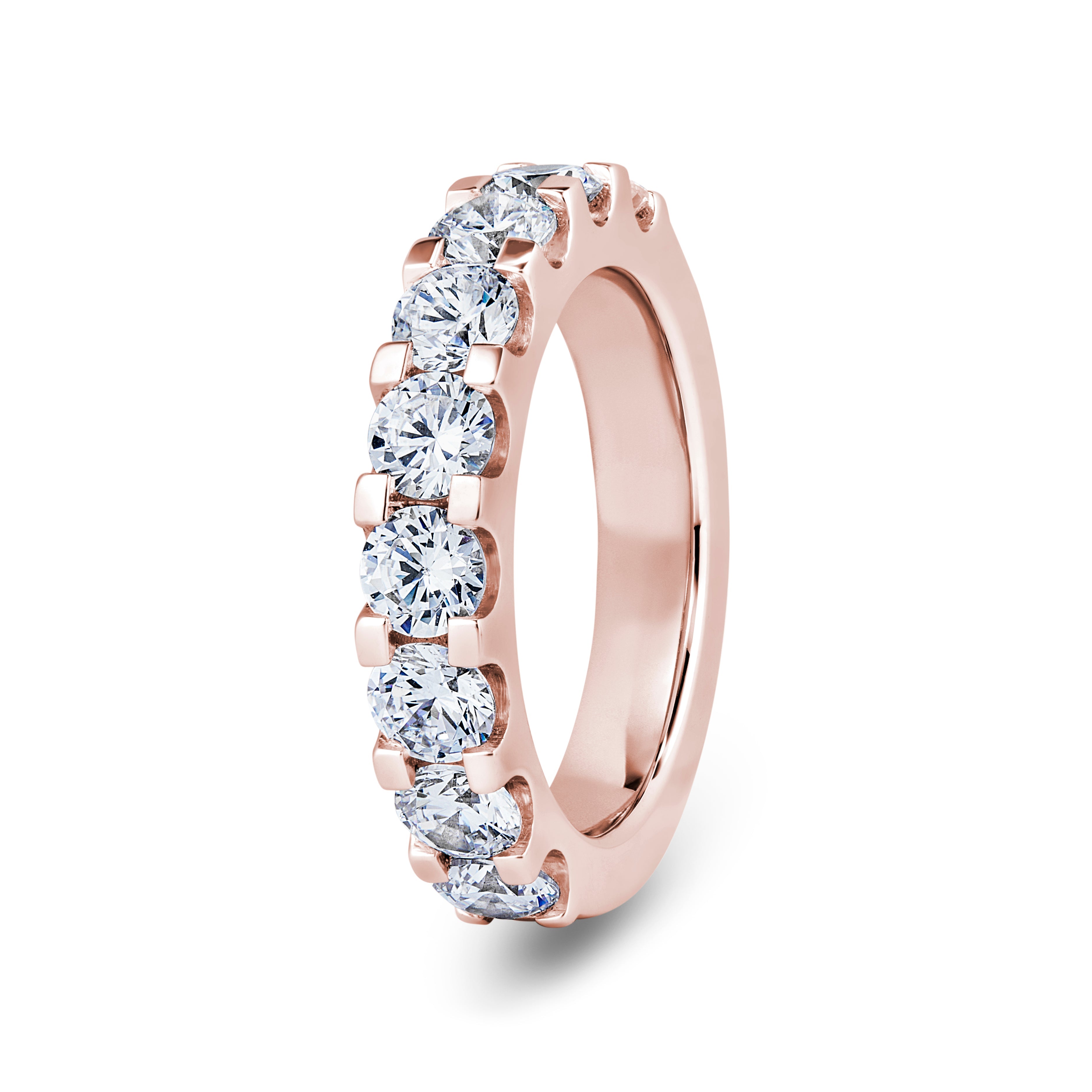 Round, Mini Claw, Rose Gold Half Set Eternity Ring