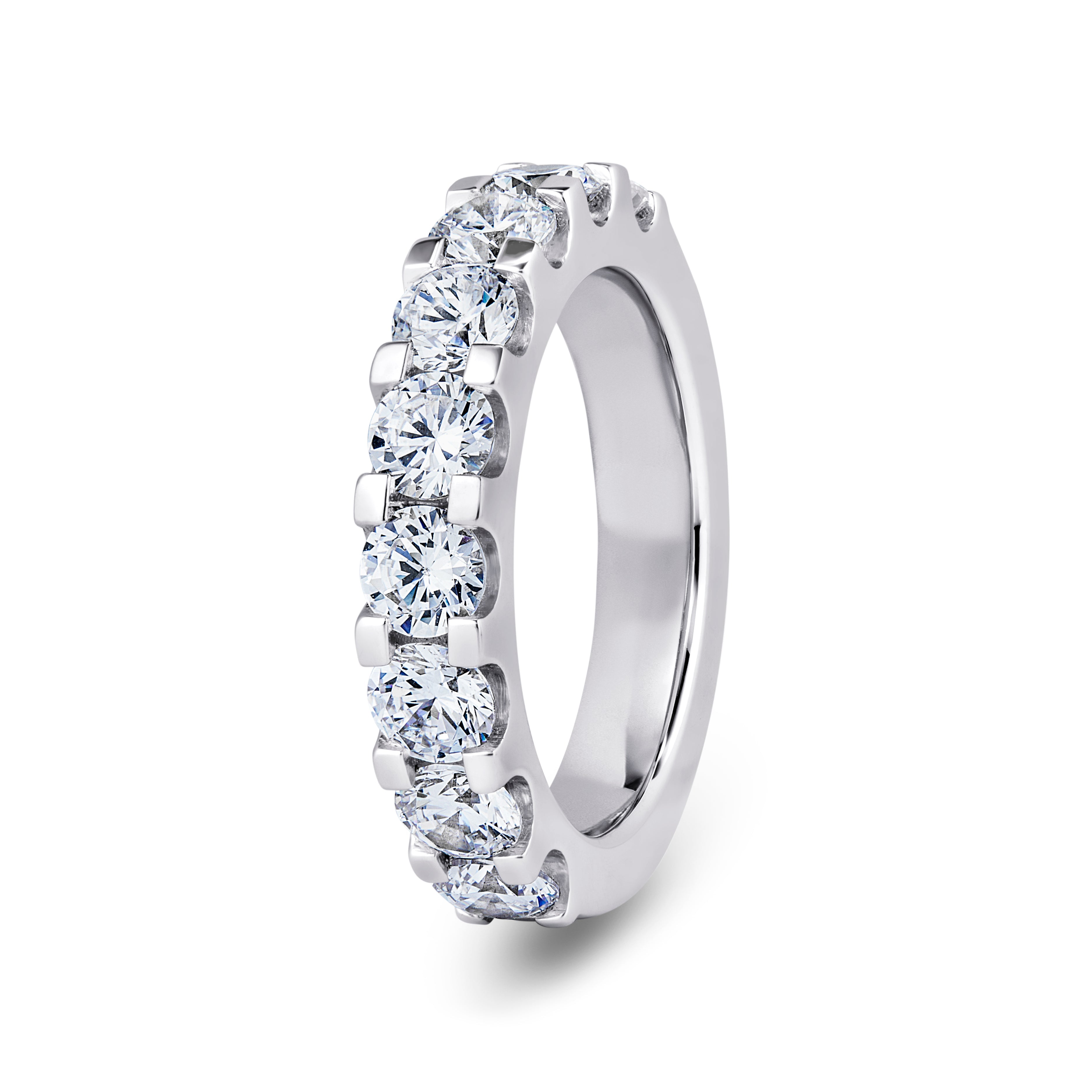 Round, Mini Claw, White Gold Half Set Eternity Ring