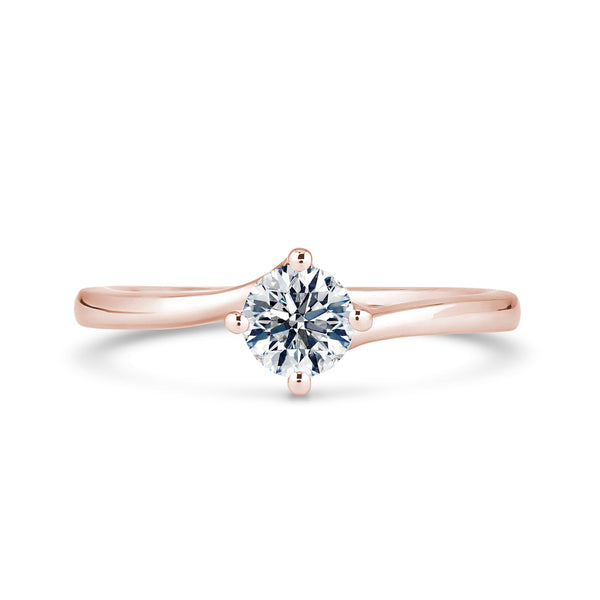 Round Solitaire Rose Gold Ring, Bypass | RPP01 SMR