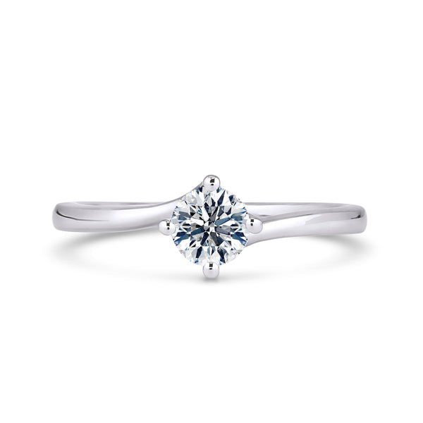 Round Solitaire Platinum Ring, Bypass | RPP01 LGR