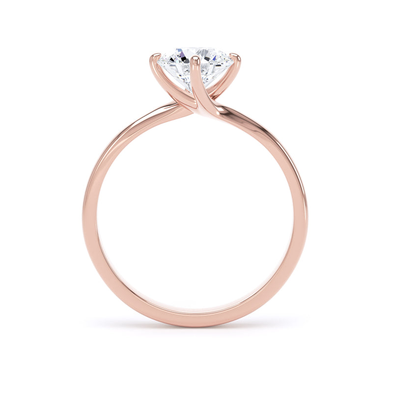 Round Solitaire Rose Gold Ring, Bypass | RPP01 LGR