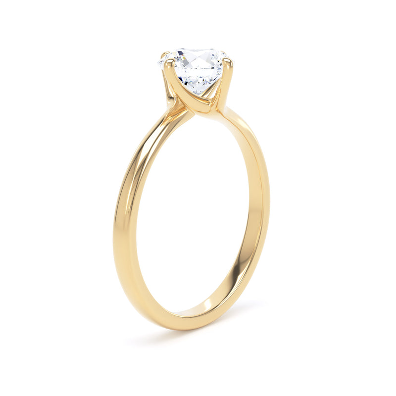 Round Solitaire Yellow Gold Ring, Bypass | RPP01 SMR