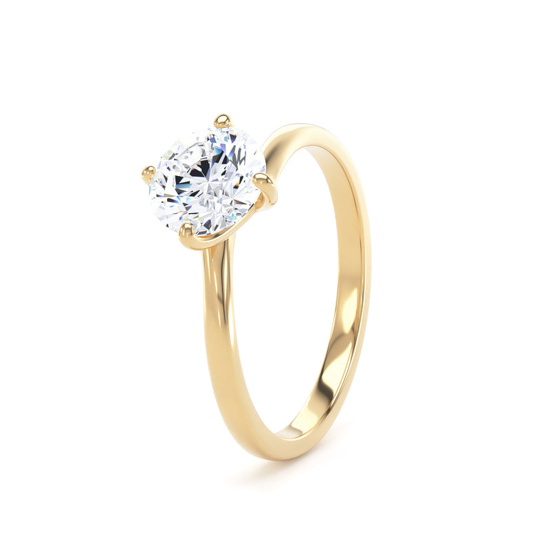 Round Solitaire Yellow Gold Ring, Bypass | RPP01 SMR