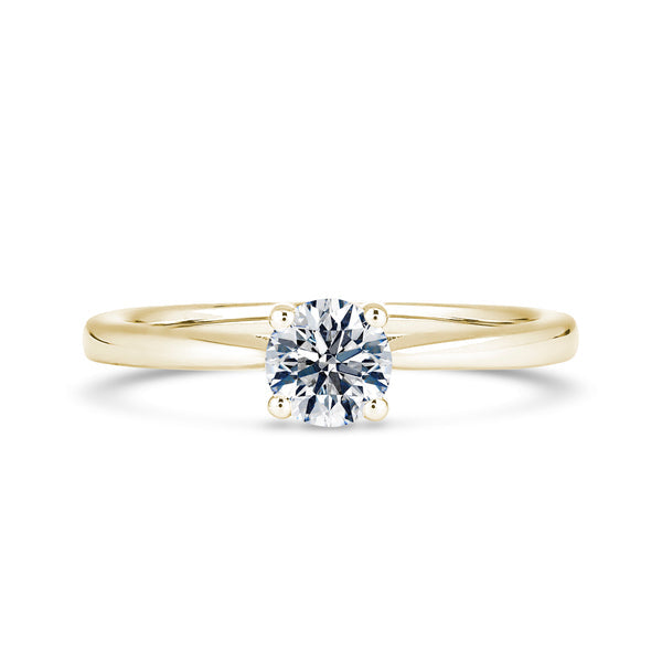 Round Solitaire Yellow Gold Ring, Lotus Cathedral | RPP02 LGR