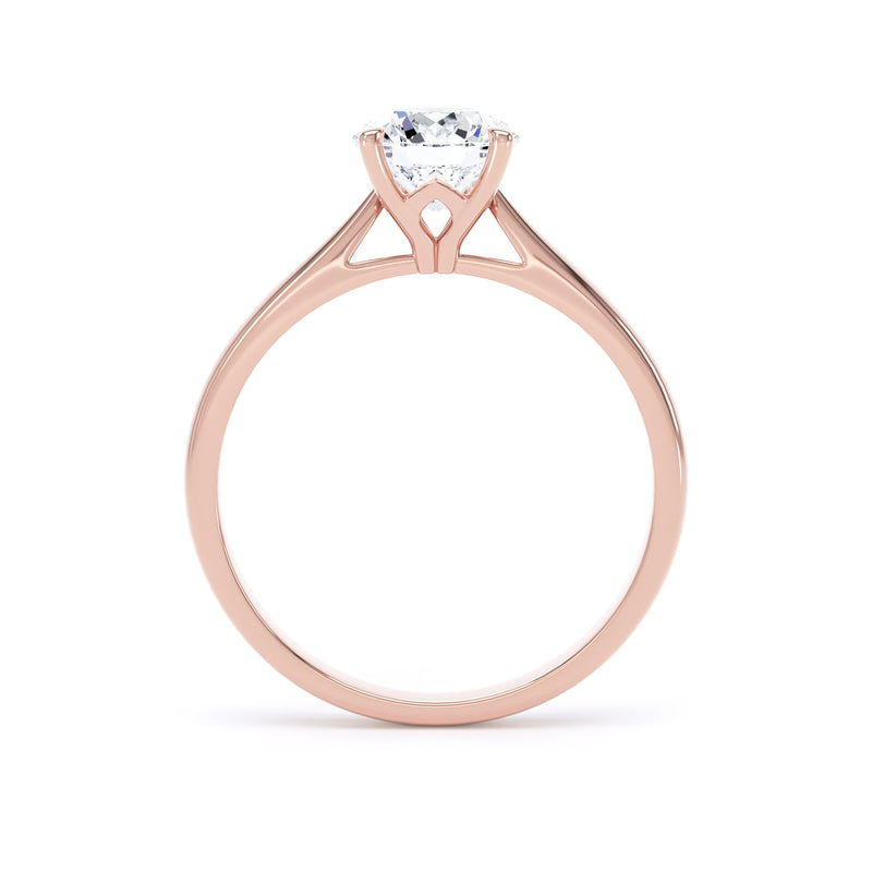Round Solitaire Rose Gold Ring, Lotus Cathedral | RPP02 LGR