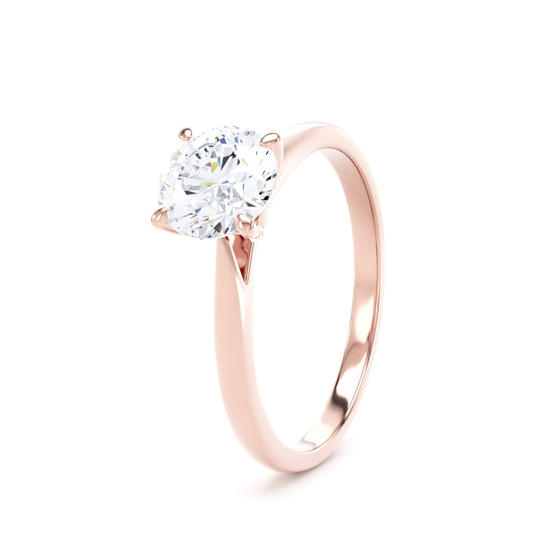 Round Solitaire Rose Gold Ring, Lotus Cathedral | RPP02 LGR