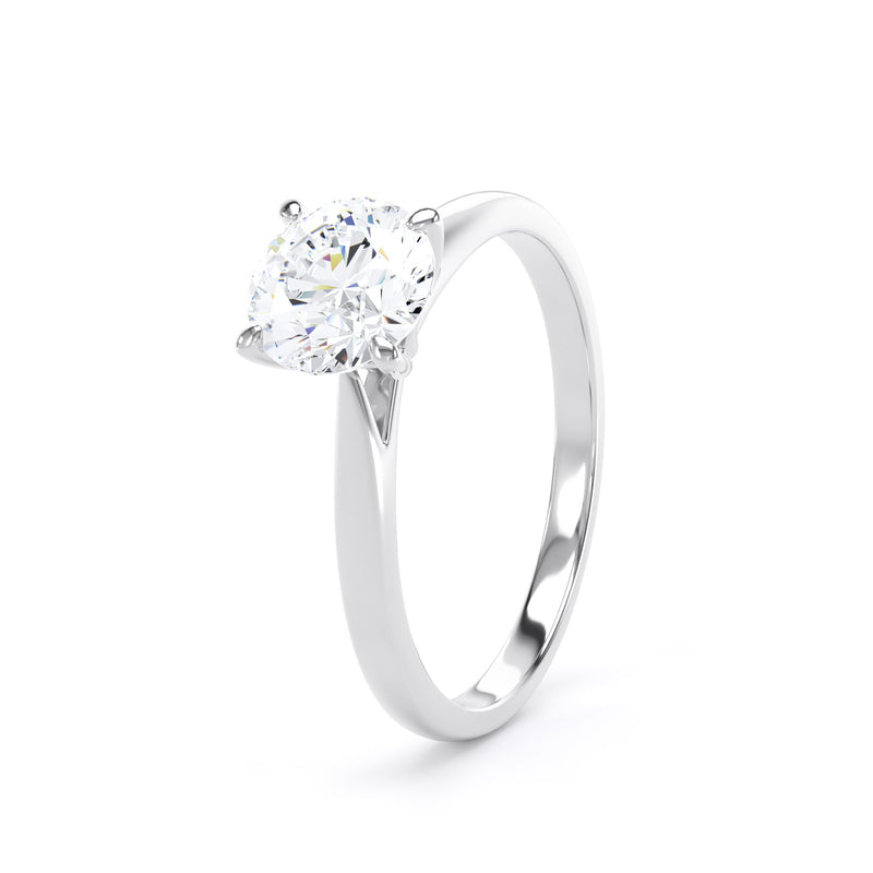 Round Solitaire White Gold Ring, Lotus Cathedral | RPP02 LGR