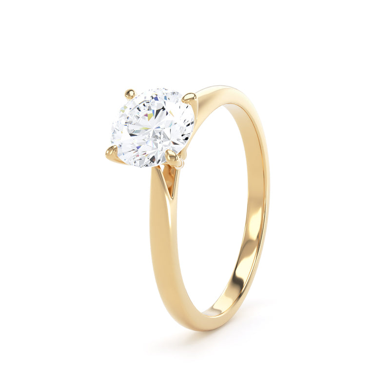 Round Solitaire Yellow Gold Ring, Lotus Cathedral | RPP02 LGR