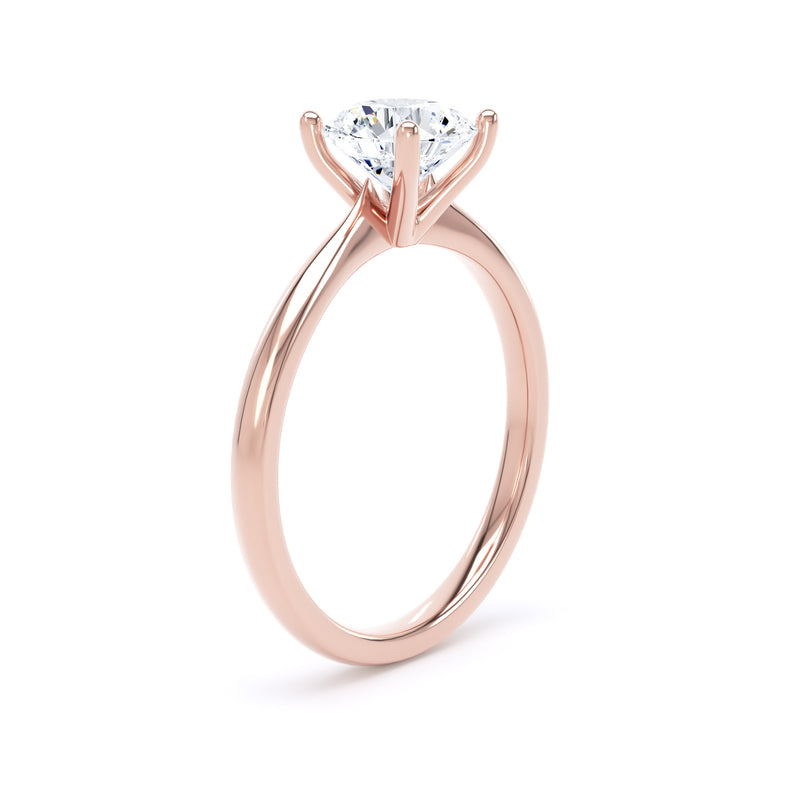 Round Diamond Rose Gold Engagement Ring, Raised Open Gallery Solitaire | RPP03-25