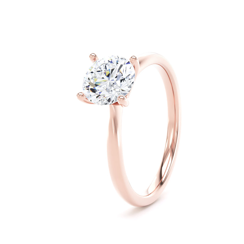 Round Diamond Rose Gold Engagement Ring, Raised Open Gallery Solitaire | RPP03-25
