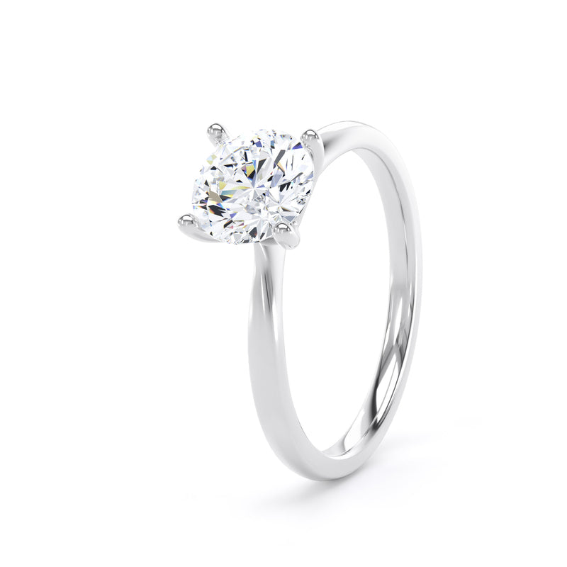 Round Diamond Platinum Engagement Ring, Raised Open Gallery Solitaire | RPP03-50