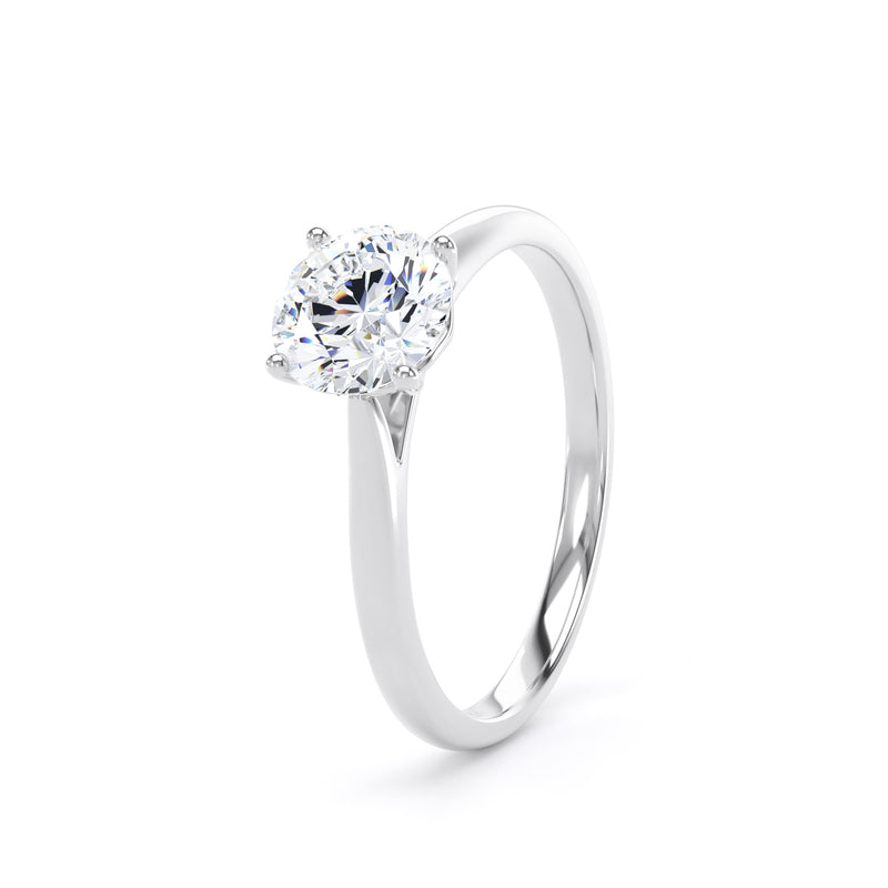 Round Solitaire White Gold Ring, Cathedral Bar | RPP04 LGR