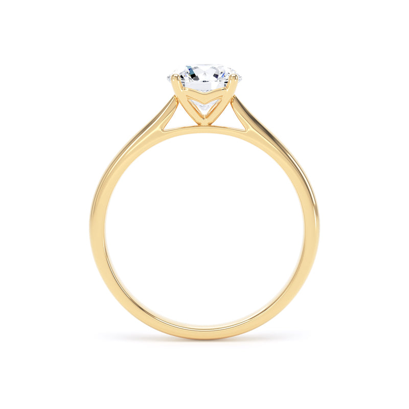 Round Solitaire Yellow Gold Ring, Cathedral Bar | RPP04 LGR