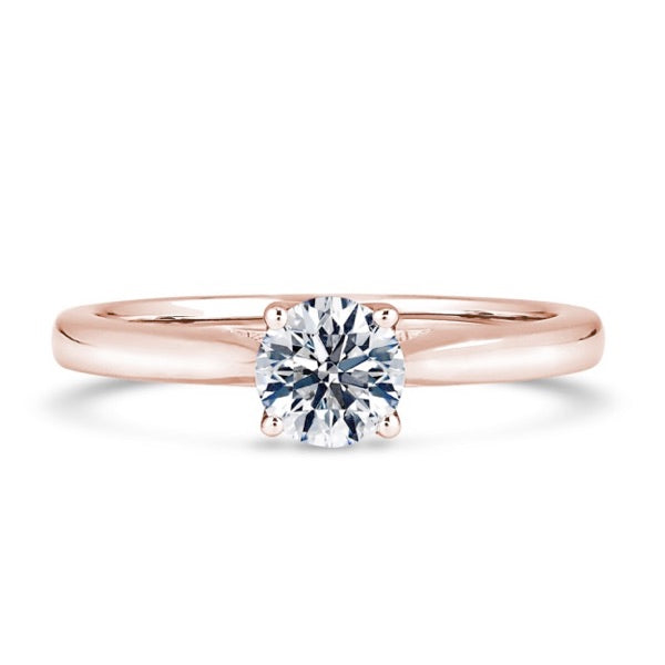 Round Solitaire Rose Gold Ring, Cathedral Open Gallery | RPP05 LGR