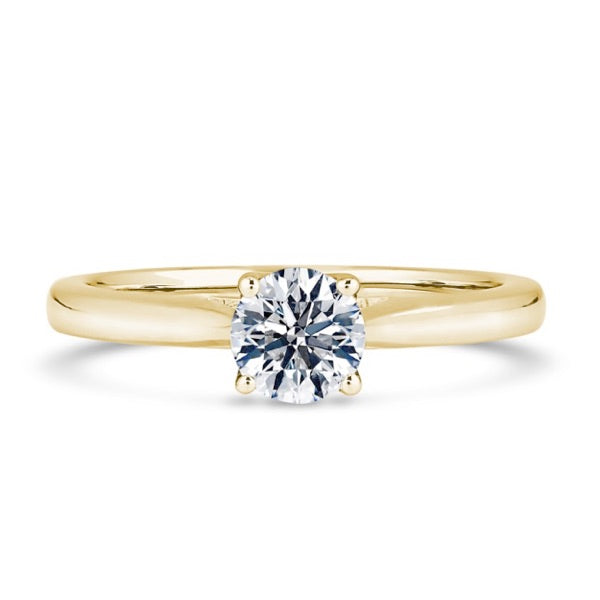 Round Solitaire Yellow Gold Ring, Cathedral Open Gallery | RPP05 SMR