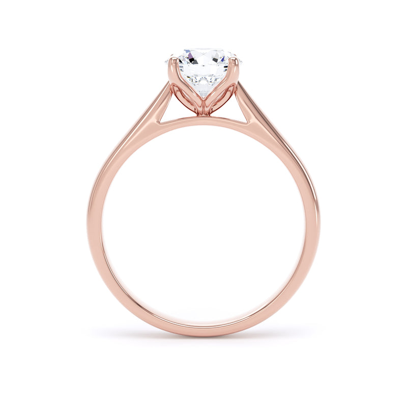 Round Solitaire Rose Gold Ring, Cathedral Open Gallery | RPP05 SMR