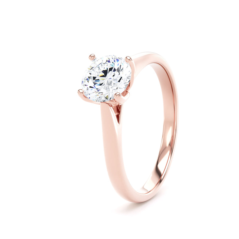 Round Solitaire Rose Gold Ring, Cathedral Open Gallery | RPP05 SMR