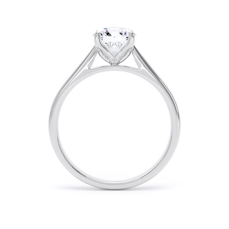Round Solitaire Platinum Ring, Cathedral Open Gallery | RPP05 LGR