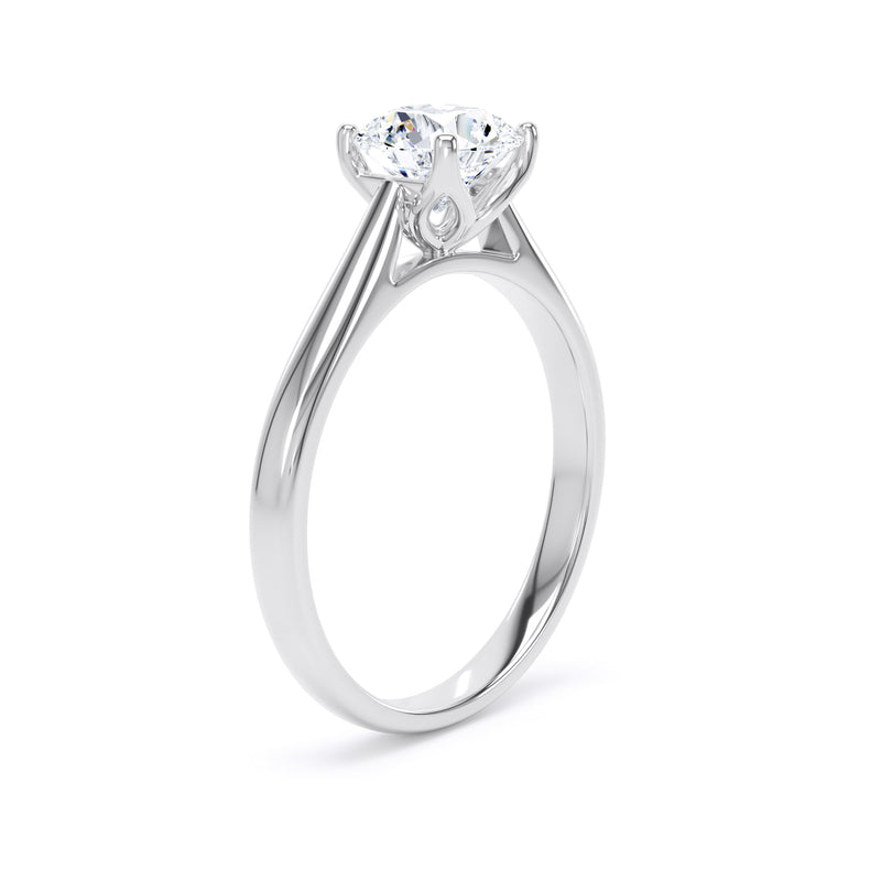 Round Solitaire Platinum Ring, Cathedral Open Gallery | RPP05 LGR