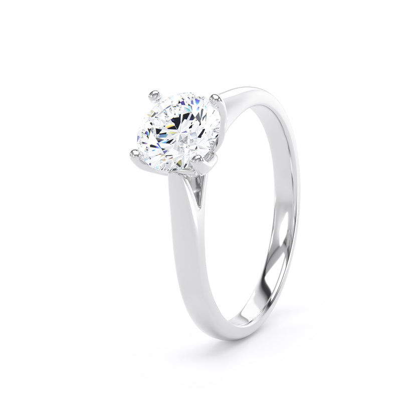 Round Solitaire Platinum Ring, Cathedral Open Gallery | RPP05 LGR