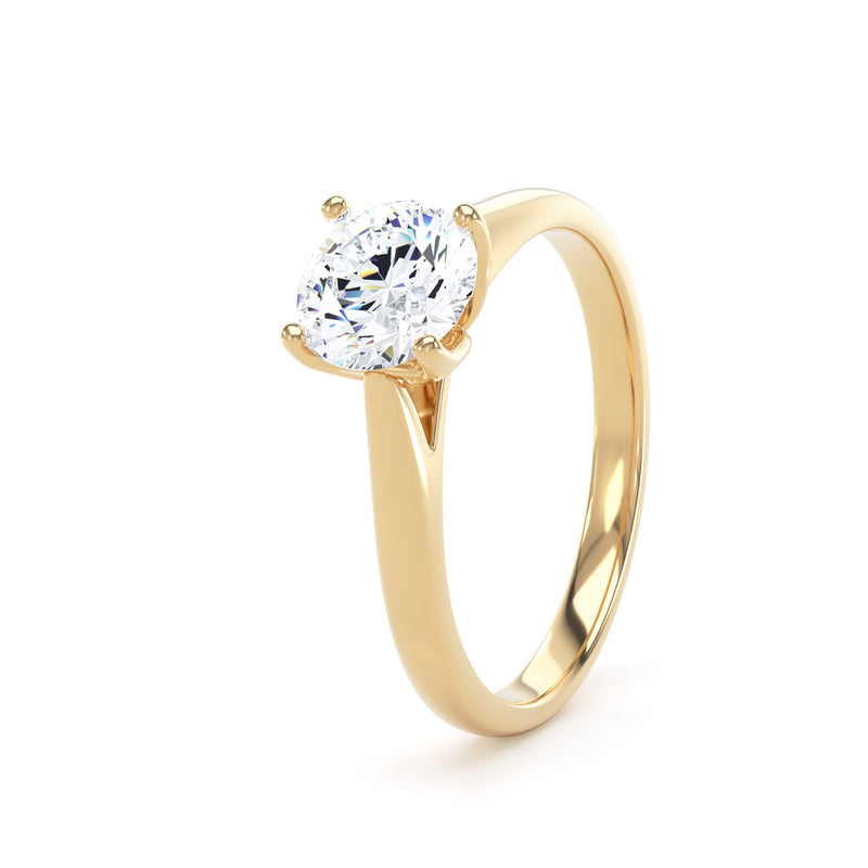 Round Solitaire Yellow Gold Ring, Cathedral Open Gallery | RPP05 LGR