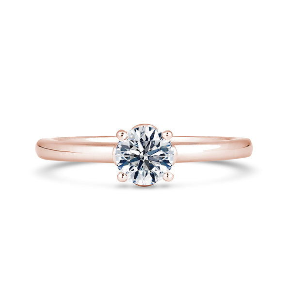 Round Solitaire Rose Gold Ring, Lotus Head | RPP06 SMR