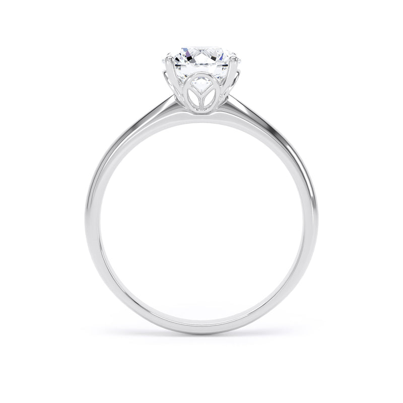 Round Solitaire Platinum Ring, Lotus Head | RPP06 LGR