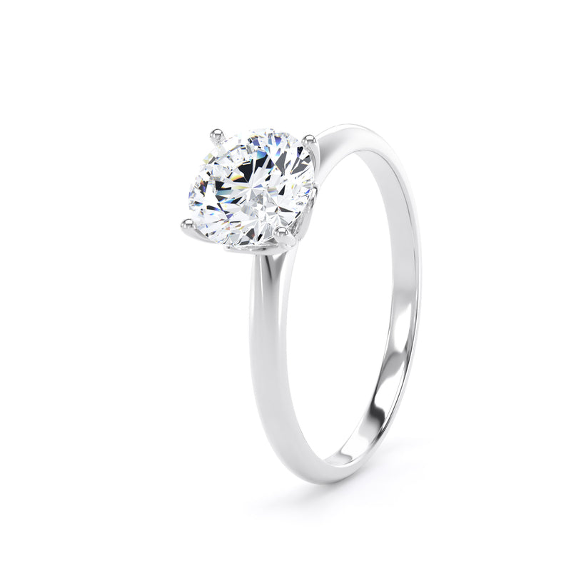 Round Solitaire Platinum Ring, Lotus Head | RPP06 LGR