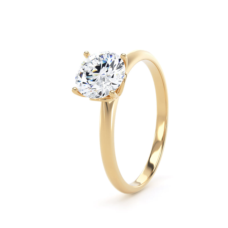Round Solitaire Yellow Gold Ring, Lotus Head | RPP06 LGR